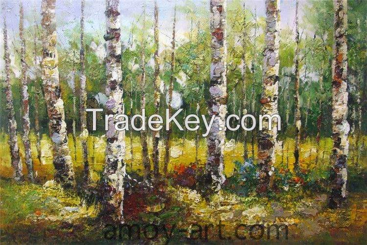 Forestry tree birch oil paintings