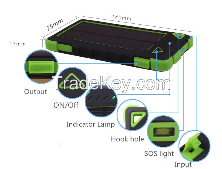 New 10000mah solar mobile phone charger