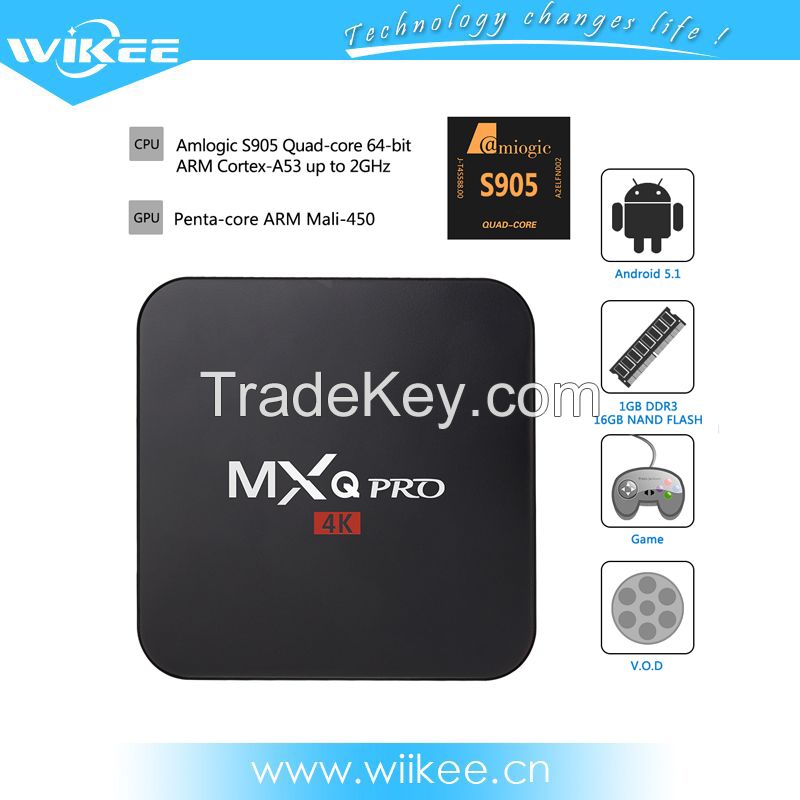 Hottest Sale Amlogic S905 Quad-Core 4K Support MXQ PRO Android TV Box