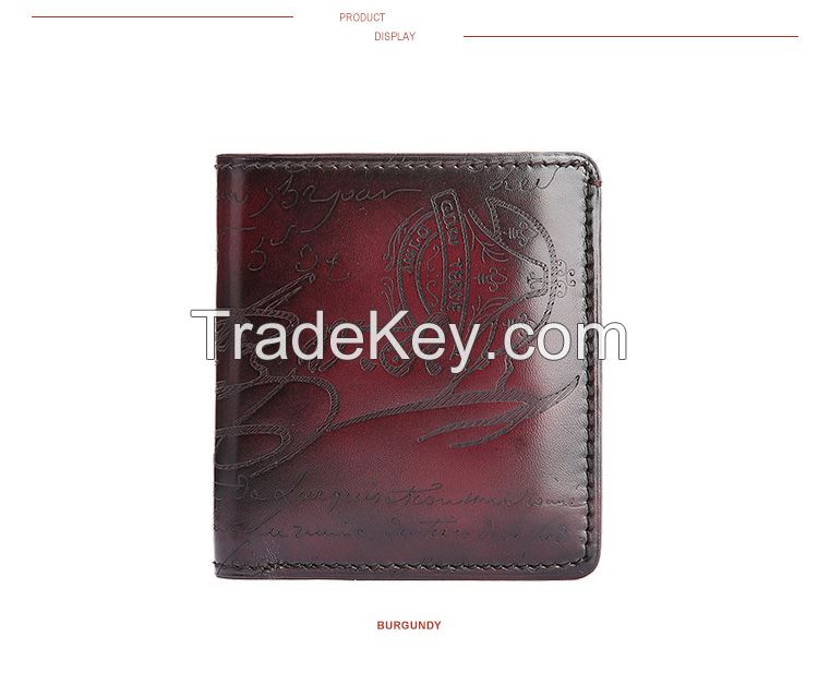 Genuine Leather Men Wallets Short Wallet Personalized Lettering Mini Wallet OEM Credit Card Wallets