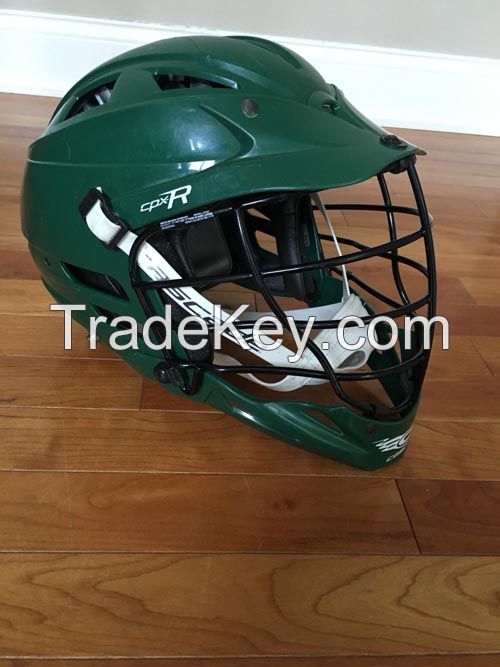 Used Green Cascade CPX-R Lacrosse Helmet With White Chin Strap