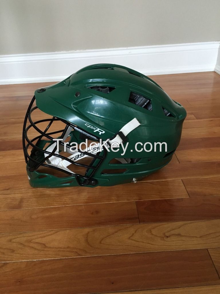 Used Green Cascade CPX-R Lacrosse Helmet With White Chin Strap