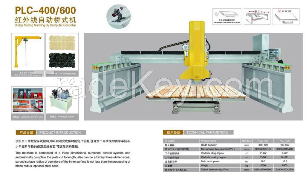 Laser bridge cutting machine for cutting tile PLC-1200