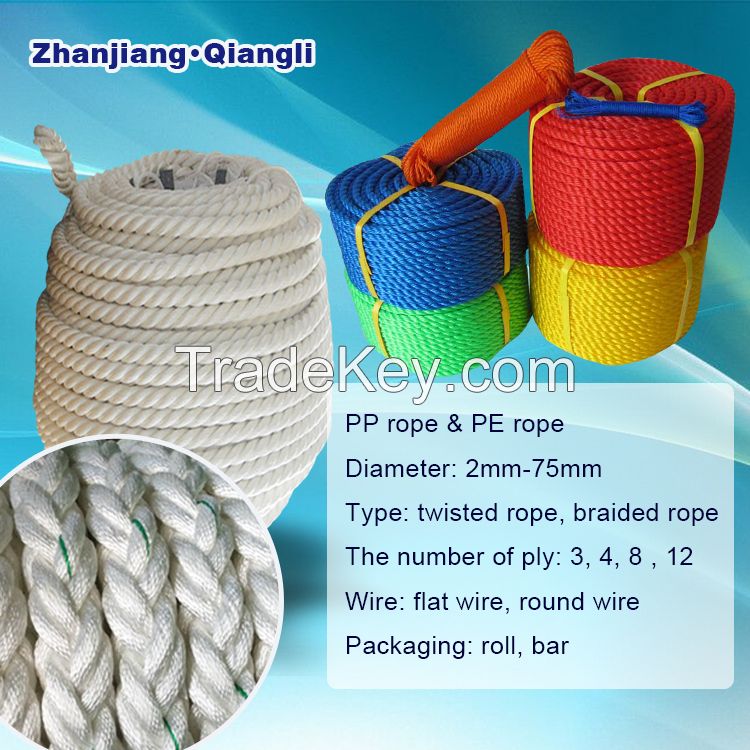 Plastic Fishing Twisted &amp; braided PP Rope PE Rope