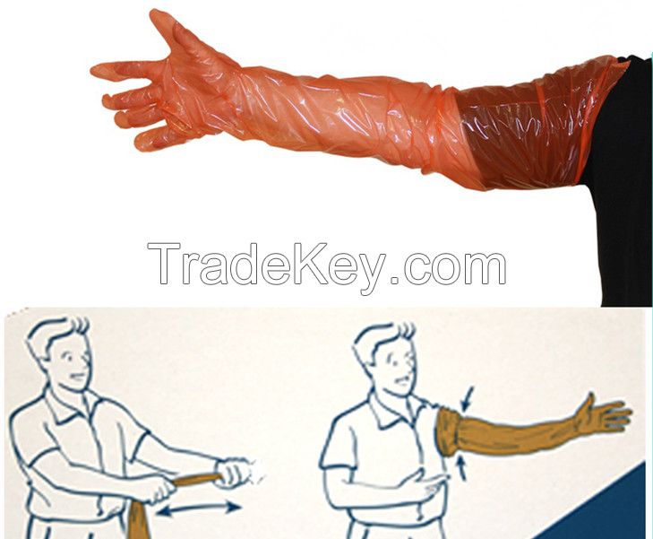 Disposable pe arm length examination glove