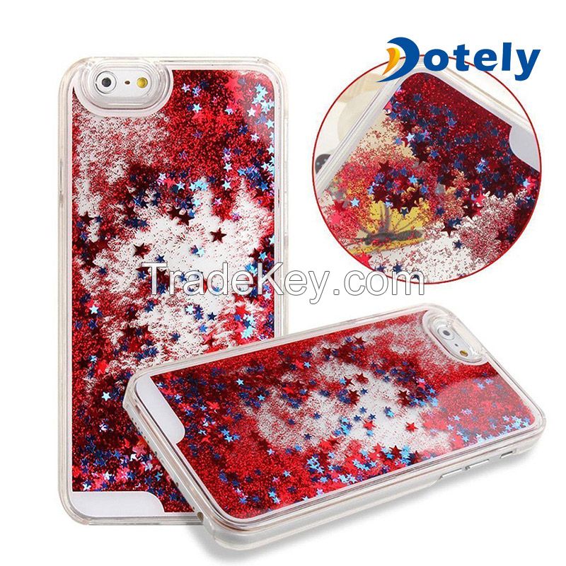 New Fashion Liquid Case Hard Clear Sparkle Stars Quicksand Shell for iPhone 6/6s/Plus