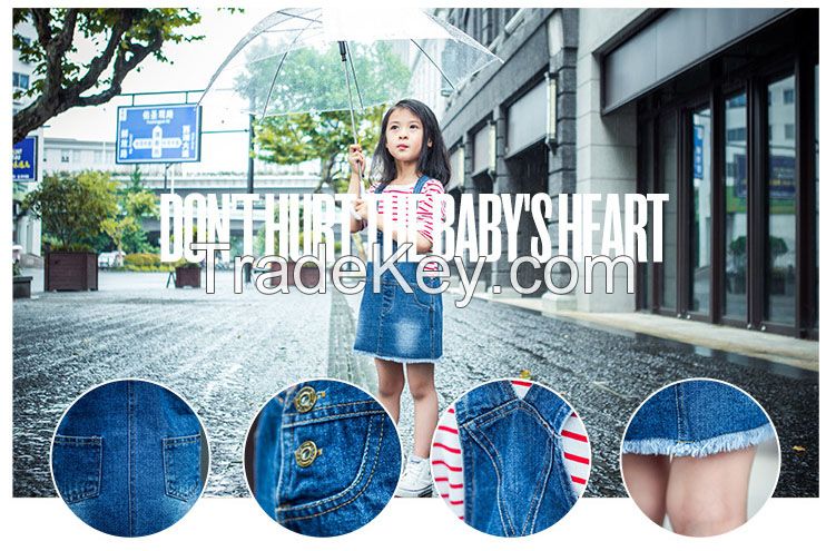 girls' strap denim skirt 