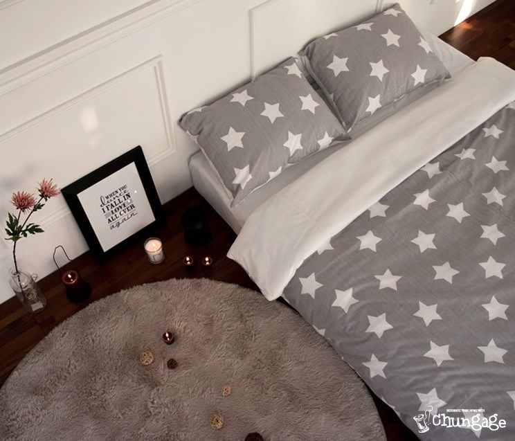 Printed cotton fabric - Cocoa grey star