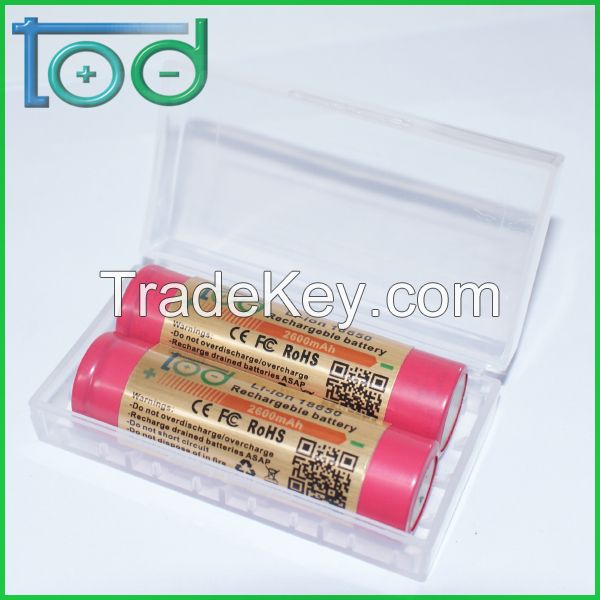 Factory directly sell TOD18650 3.7V2600mAh Rechargeable Lithium battey