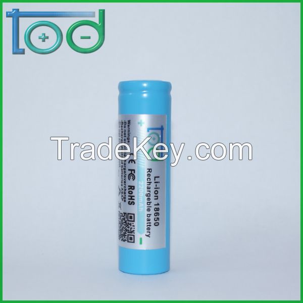 Factory directly sell TOD18650 3.7V2200mAh Rechargeable Li-ion Battery