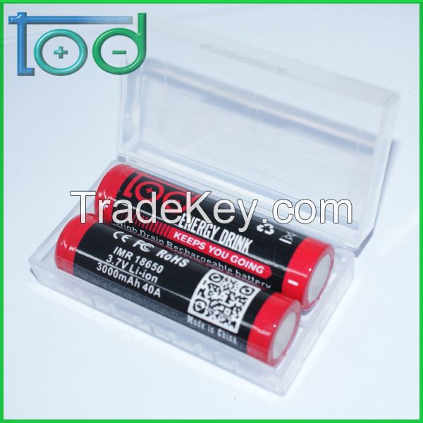 TOD IMR 18650 3.7V 3000mAh 40A High Drain Rechargeable Battery