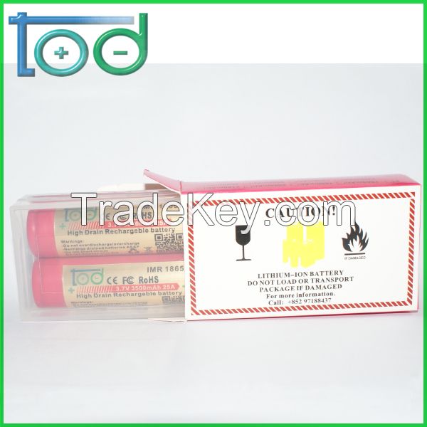 TOD IMR18650 3.7V3500mAh25A High Drain Rechargeable battery