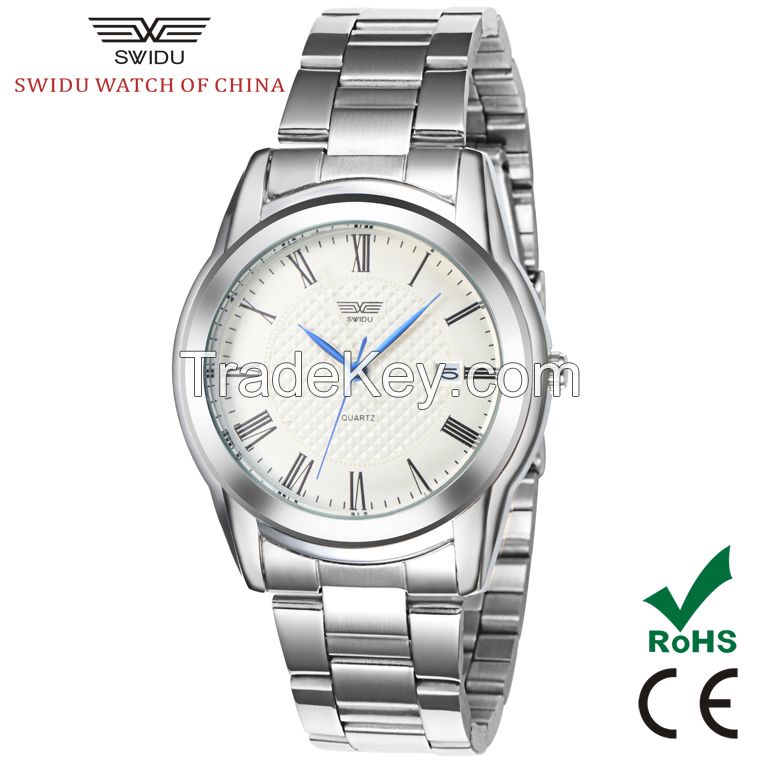 wholesale high quality white dial blue Roman numerals hand personalized quartz movement wrist watches 