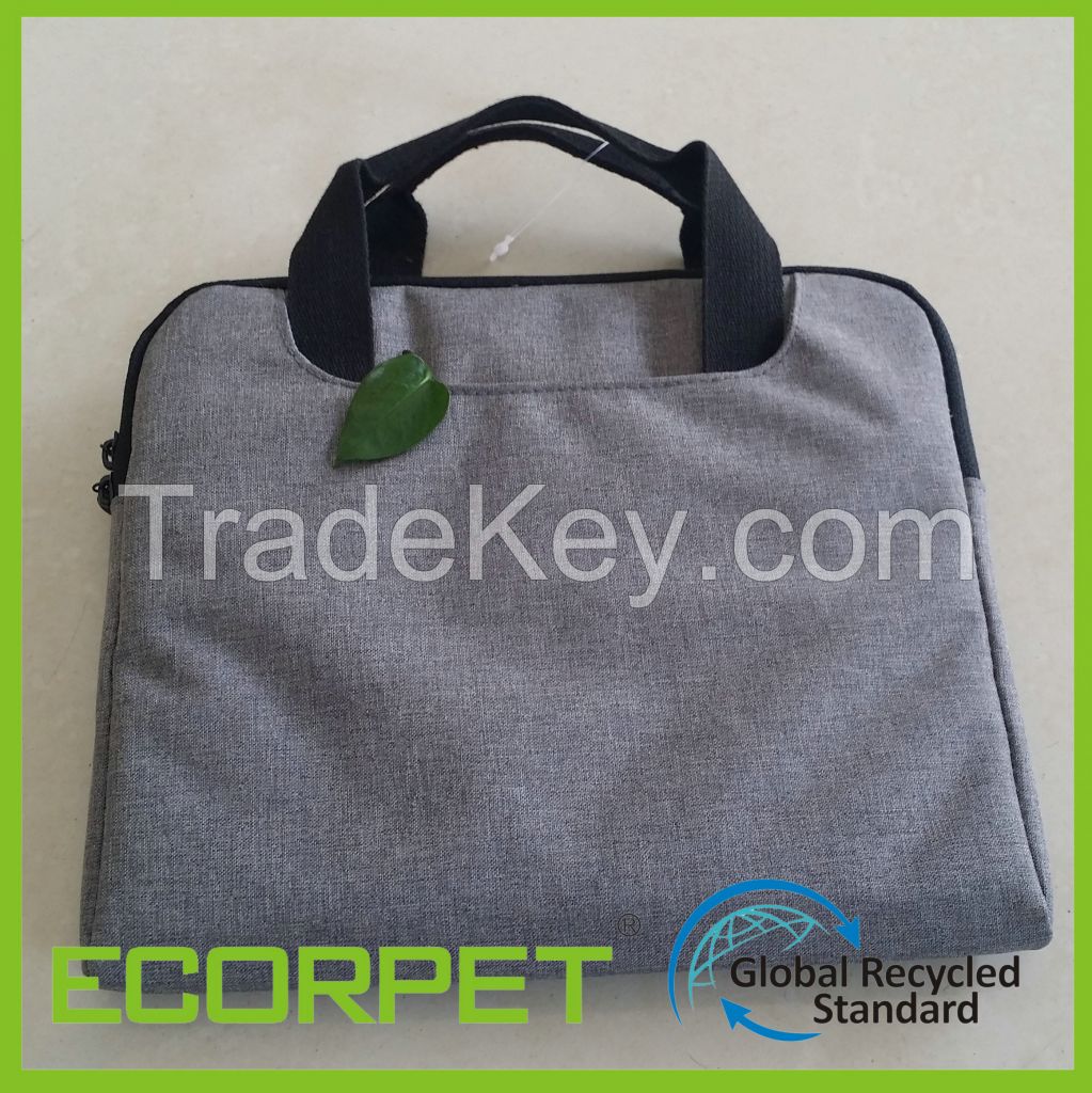 Recycled polyester cationic fabric for bags