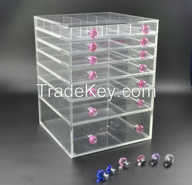 acrylic 7 tiers drawers clear makeup/cosmetic organizer wholesale