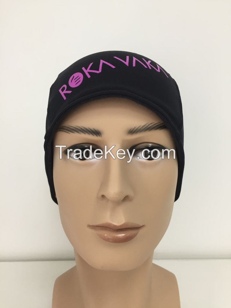 86% Nylon 14% spandex black mens hat , running sports cap