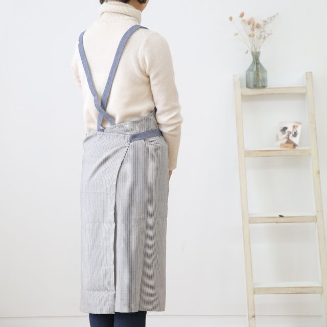 Urban Stripe Suspender Cross Back Apron