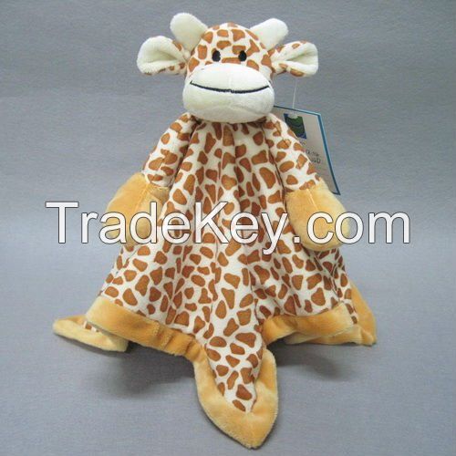 Plush giraffe baby blanket with head 