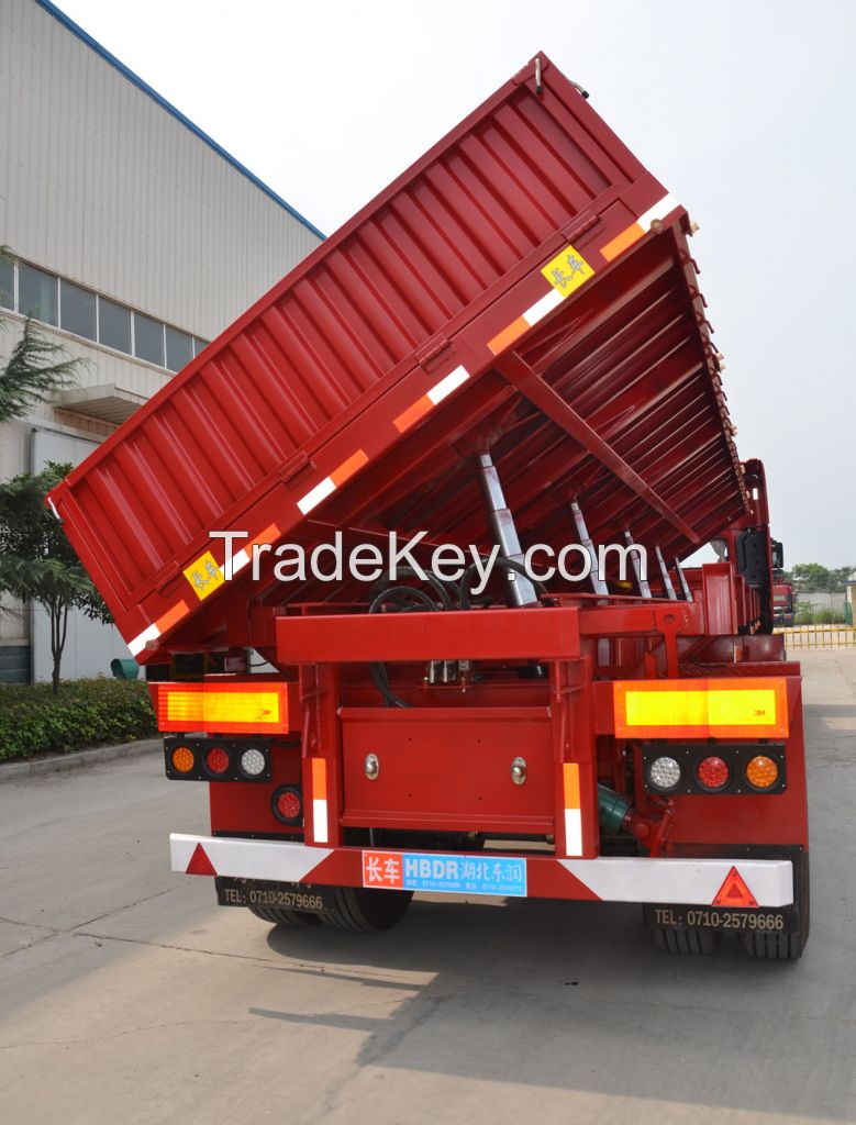 3 axles side rolling dumping truck semi trailer