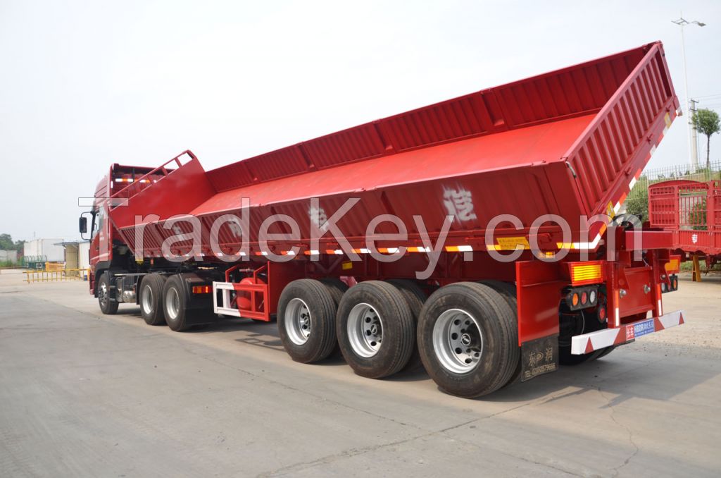 3 axles side rolling dumping truck semi trailer