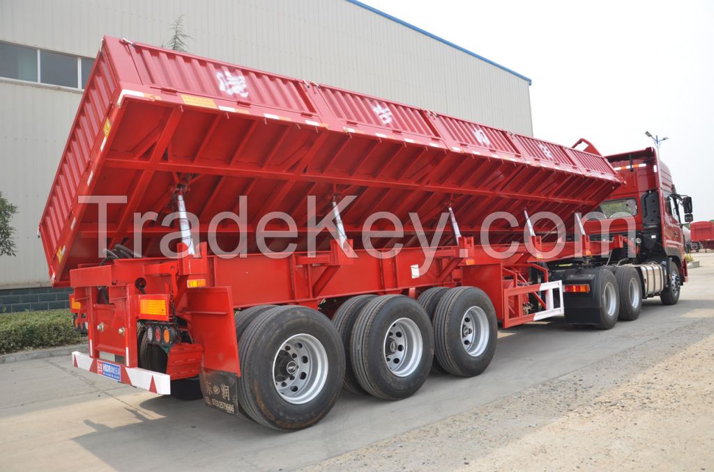 3 axles side rolling dumping truck semi trailer