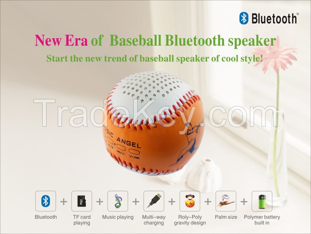 Music Angel Bluetooth LoudSpeaker Portable Baseball Outdoor Handsewn Leather Wireless Bluetooth Speakers NFC Hand-Free Call Mini Speaker Best Adapter and Quality