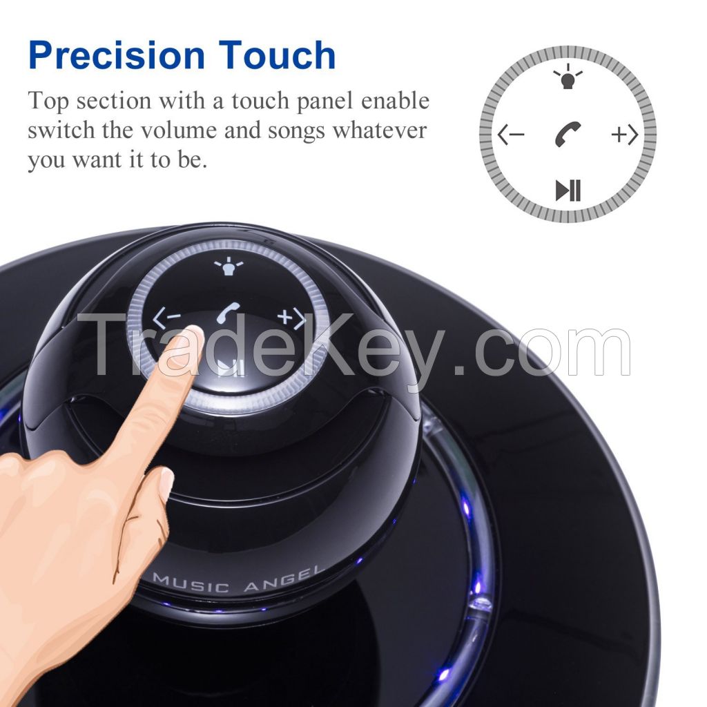 Music Angel Maglev Base Parameters Levitating Portable Wireless Bluetooth Speakers 360 Degree Setero Surround Precision Touch with Microphone for iPhone / iPad