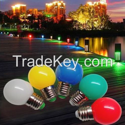 LED G45 color light bulb 1W E27 , PC cover , IP65 , CE &amp;amp; ROHS with belt light