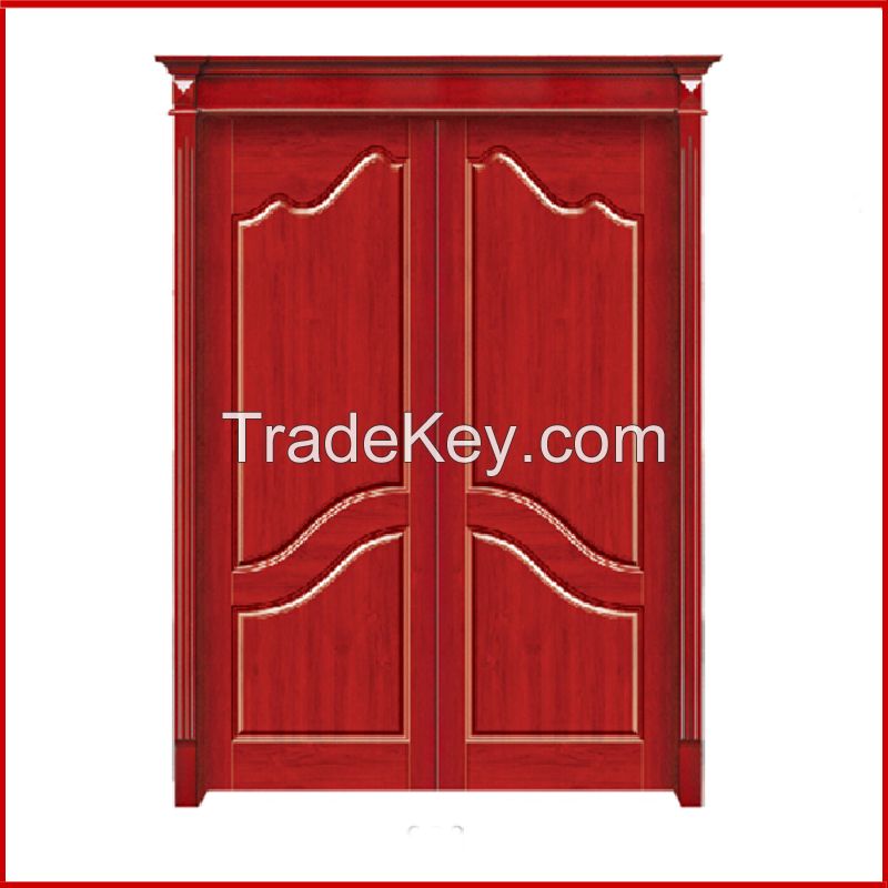 Interior Apartment Double Leaf Swing Wood Door, Unequal Leaf Door