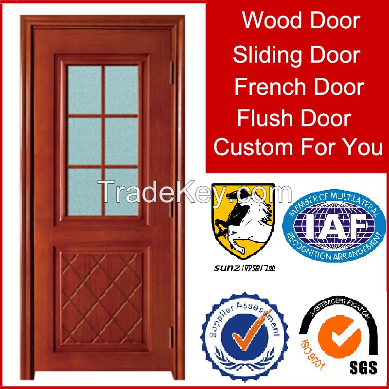 High quality low price solid wood door for bathroom