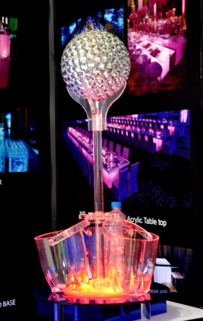 led centerpiece ice bucket with crystal globe