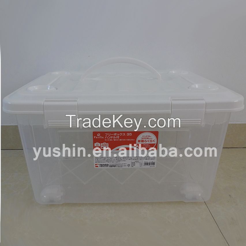 55L Clear Plastic Storage Box with Wheels