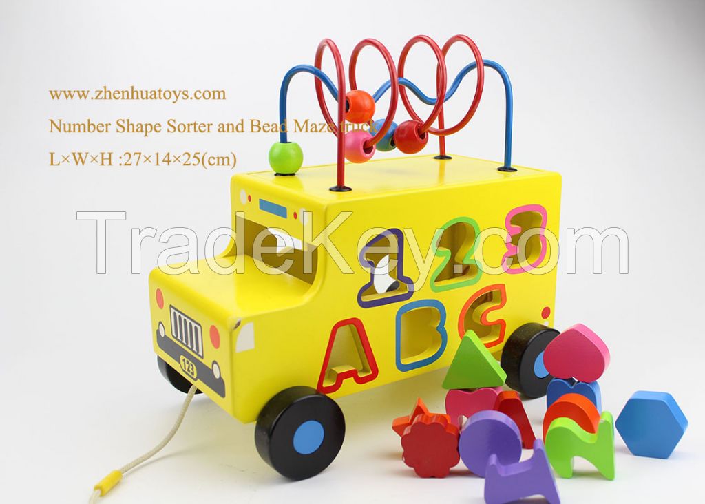 wooden vehicle toys fire engine shape sorter truck