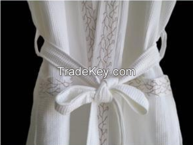 Superior 100% Cotton White Waffle Weave Spa Bath Robe