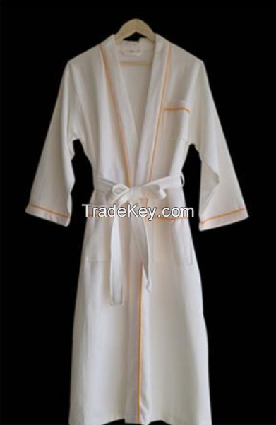 Superior 100% Cotton White Waffle Weave Spa Bath Robe