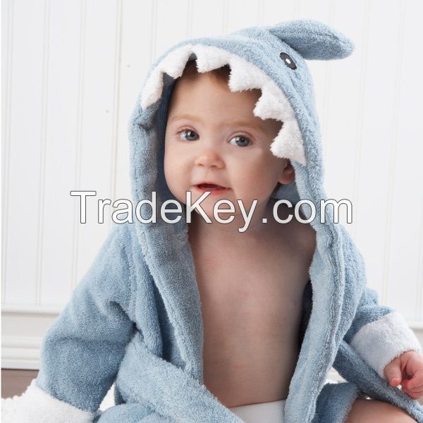 Organic bamboo fiber Shark Baby Gown Wrap Hooded bath robe
