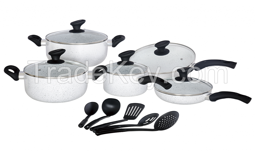 15PCS ALUMINUM GRANITE COATING COOKWARE SET