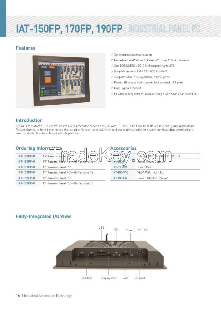 Panel PC IAT-150Fp, IAT-170Fp, IAT-190Fp