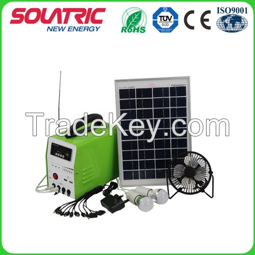 DC12V/10W/7ah Portable Solar Home Lighting System for Camping and Homelighting with FM Function