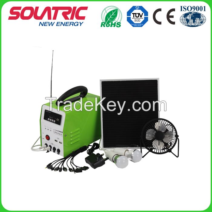 DC12V/10W/7ah Portable Solar Home Lighting System for Camping and Homelighting with FM Function