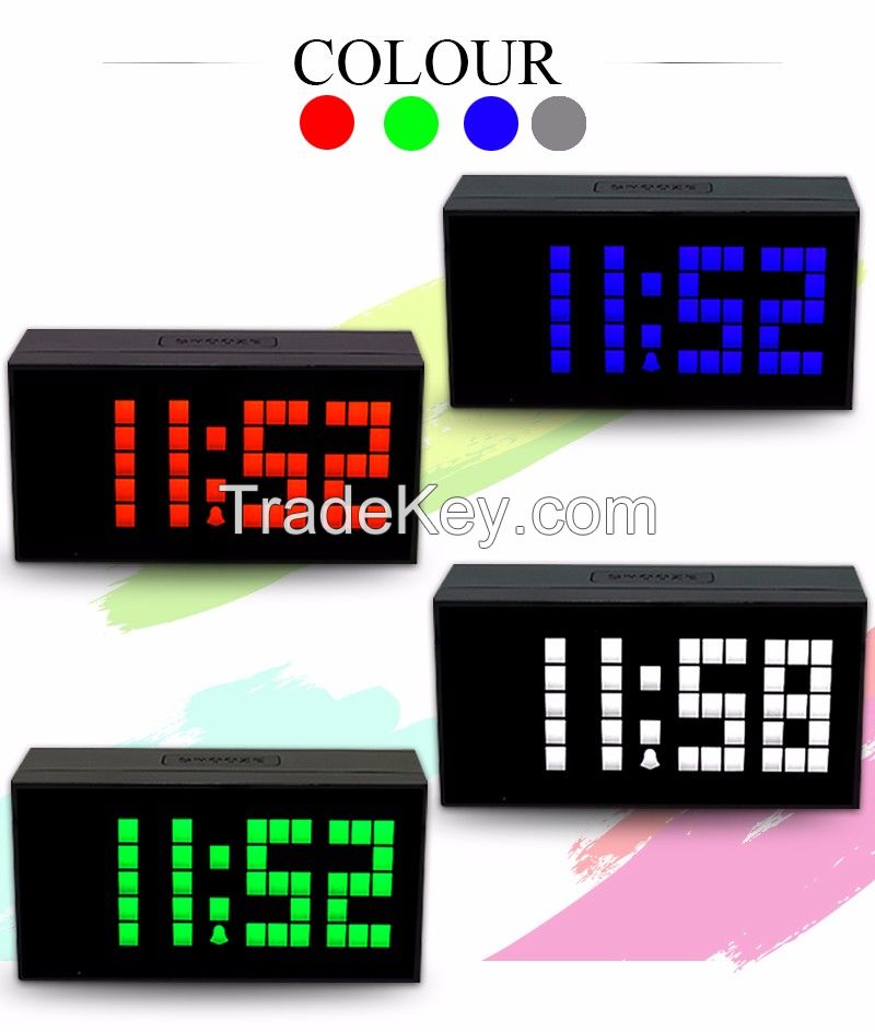 Digital Large Big Jumbo LED Snooze Wall Desktop Alarm Clock LED Clock Digital Thermometer Date Indoor Clock Calendar