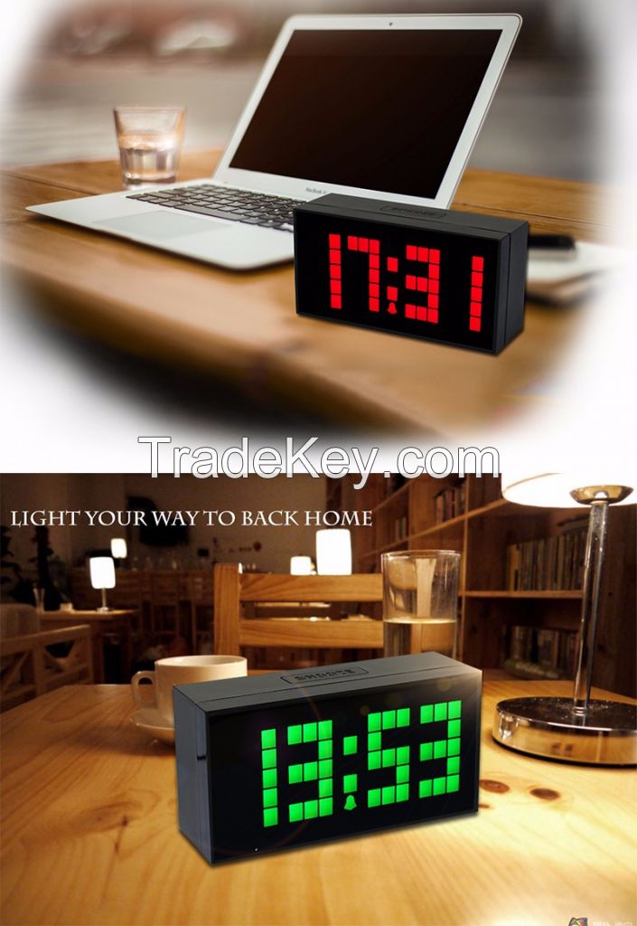 Digital Large Big Jumbo LED Snooze Wall Desktop Alarm Clock LED Clock Digital Thermometer Date Indoor Clock Calendar