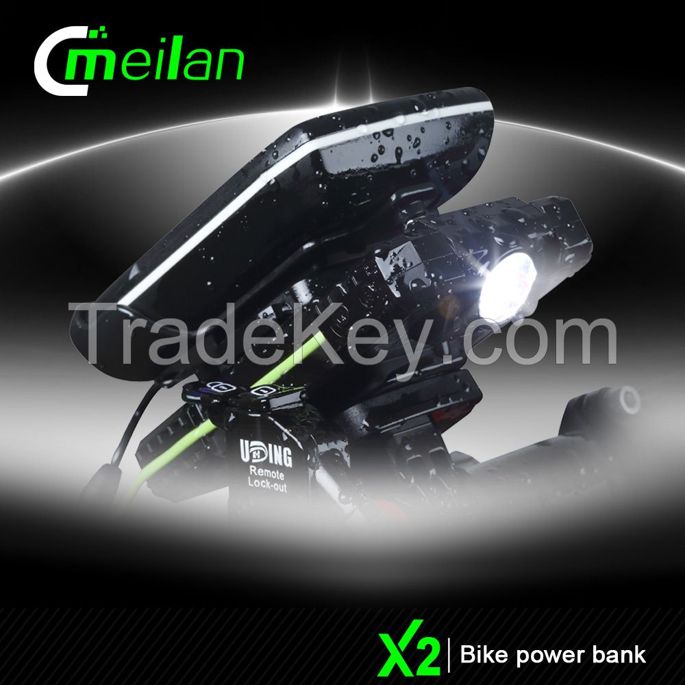 Factory Meilan X2 3 in 1 Bicycle Phone Mount Holder Powerbank with Fro