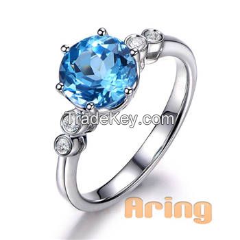 fine jewelry wholesale Solid 18k 9k 14k  Gold Topaz Rings