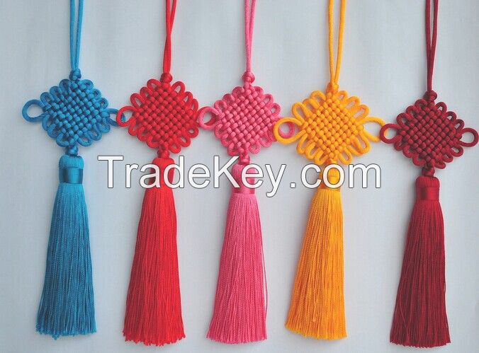 Traditional fluorescent tassels with chinese knot for home and graduation cap decoration