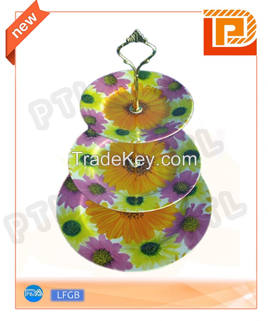 Triple-deck Ceramic Food Holder With Good-looking Pattern