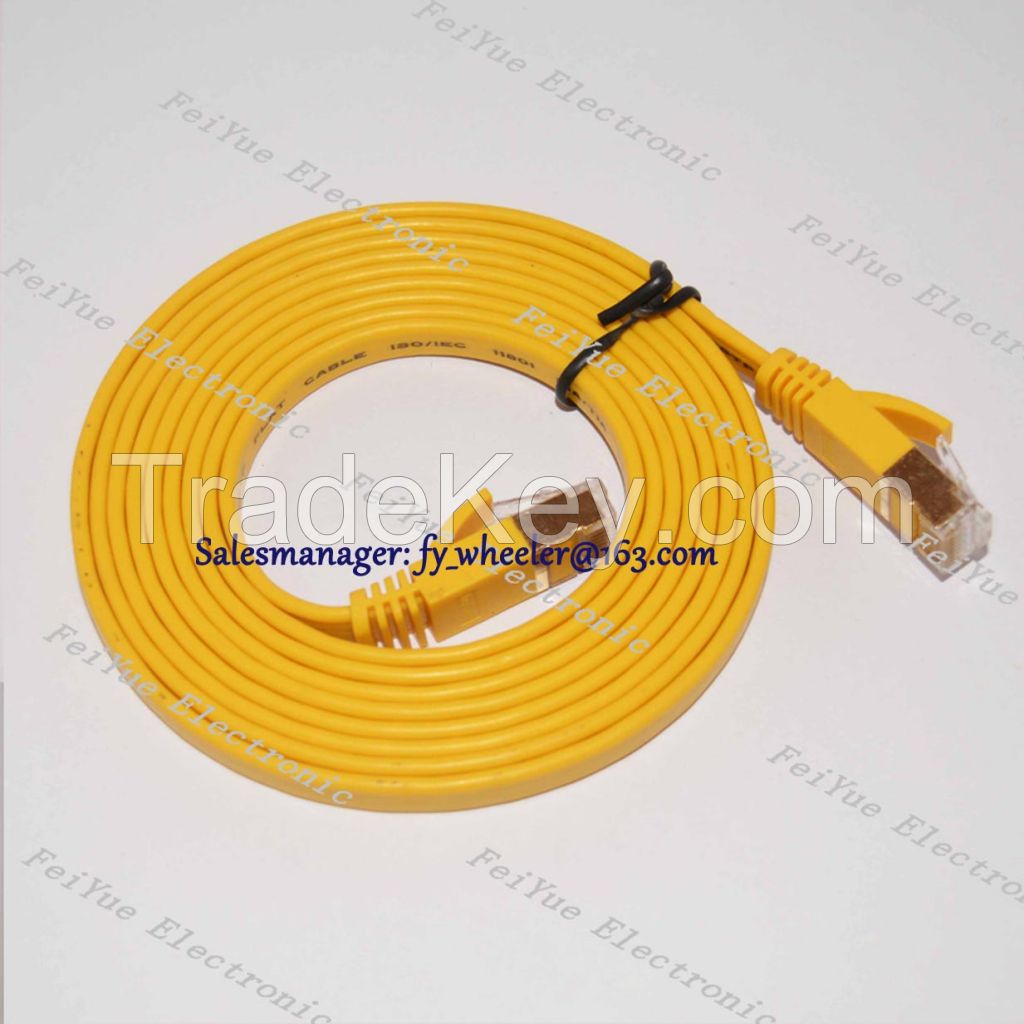 cat6 Flat slim STP 32awg bare copper network patch cord OD2.8*7.6mm RJ