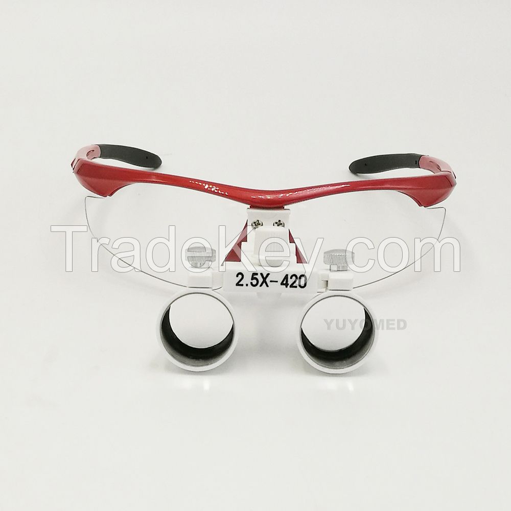 2.5X Small lenses Dental Medical loupes with Colored Antifog Plastic Frame 