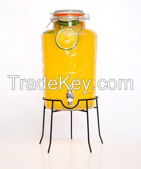 Factory Price Hot Sale Glass Jar With Tap Rooster Beverage Dispenser Glass