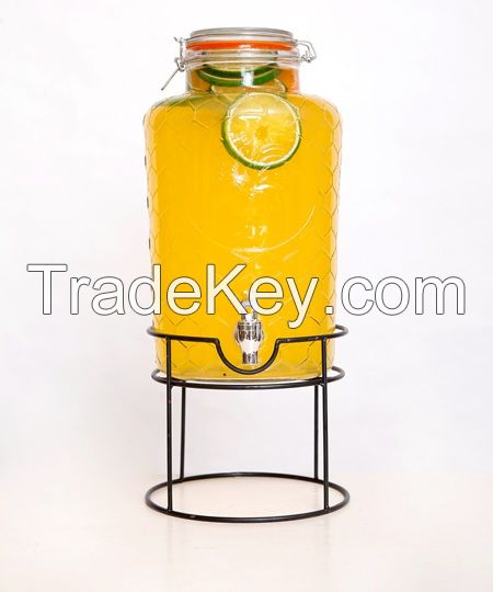 Factory Price Hot Sale Glass Jar With Tap Rooster Beverage Dispenser Glass